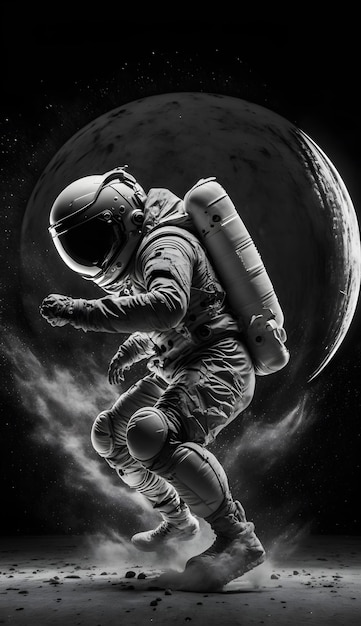 astronauta en el espacio en blanco y negro