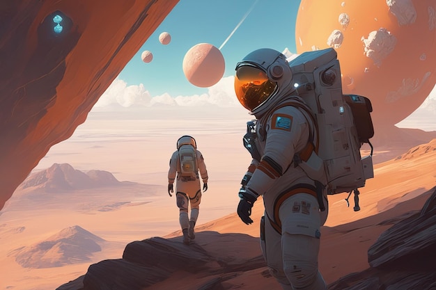 astronauta en el espacio exterior ilustración 3dastronauta en el espacio exterior ilustración 3dastronauta y ma