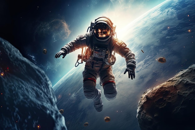Astronauta en el espacio exterior Medios mixtos Elementos de esta imagen proporcionados por la NASA Generado por IA