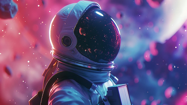 Astronauta en el espacio exterior renderizado en 3D