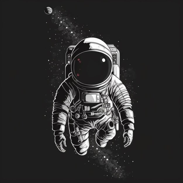 un astronauta en el espacio con un fondo negro ai generativa