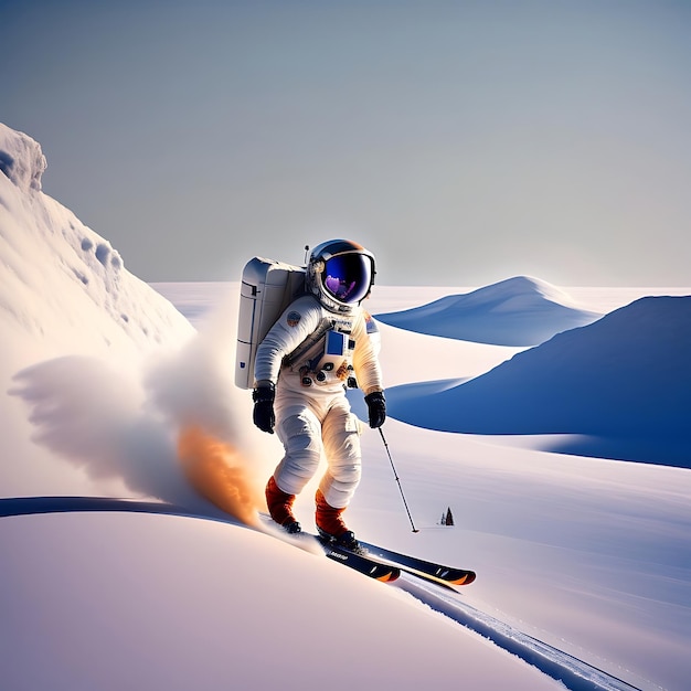 Astronauta esquiando en la luna Deportes extremos de la NASA