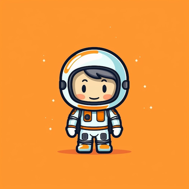 Astronauta exploração espacial desenho animado menino ilustração