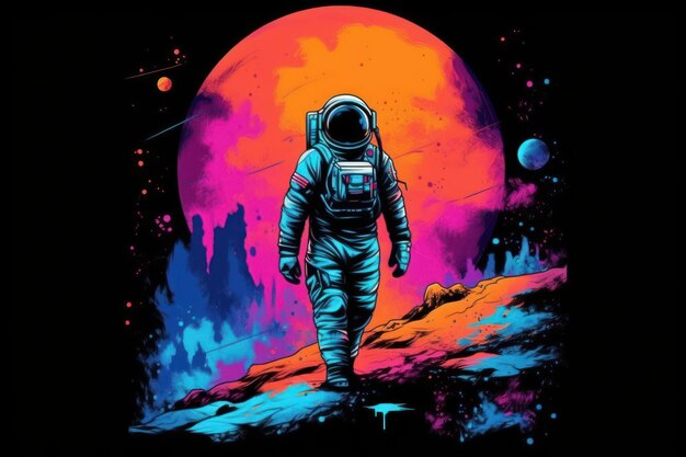 Astronauta Explorando la Galaxia Espacio Colorido Ilustración Fondo Generativo Ai