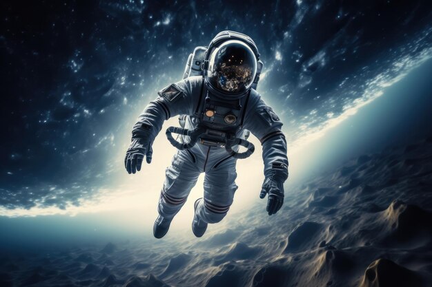 Astronauta explorando o espaço exterior
