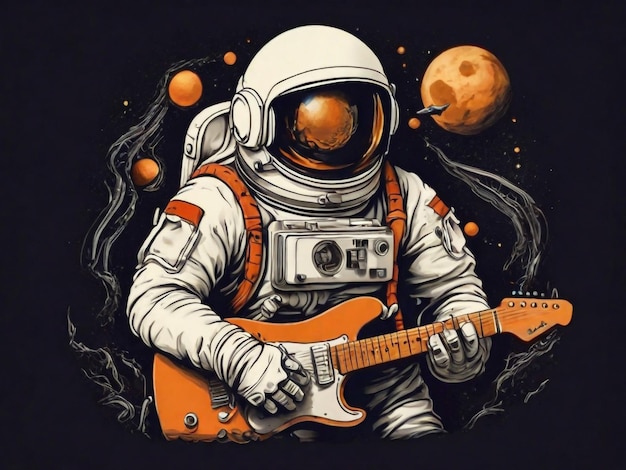 Astronauta fica com o design da camiseta de guitarra