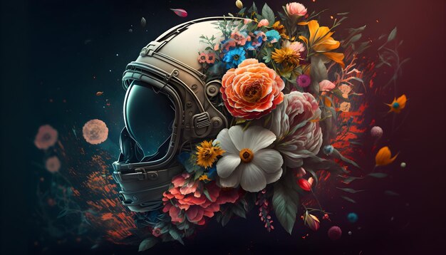 astronauta floral halmet artístico - ai generativo