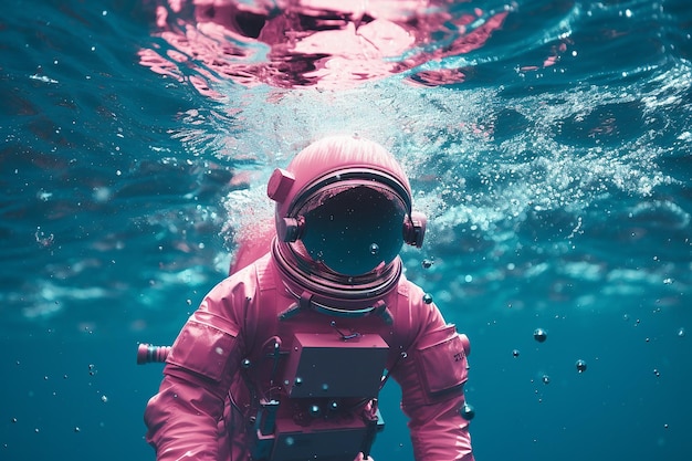 Astronauta flotando en el agua