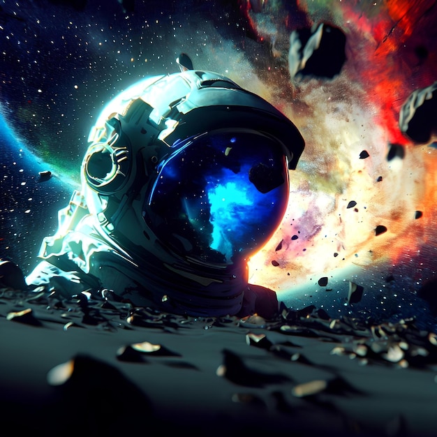 Astronauta flotando en el arte conceptual del espacio