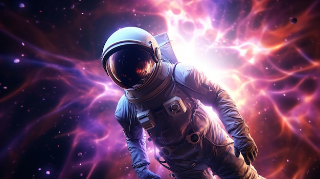 Astronauta flotando en el espacio Arte cósmico ciencia ficción Spaceman Belleza del espacio profundo
