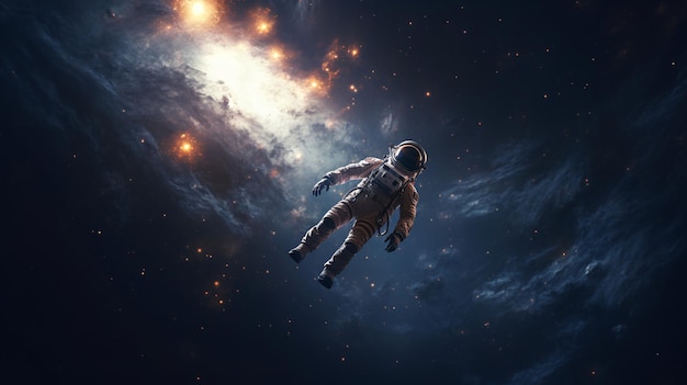 Astronauta flotando en el espacio Arte cósmico ciencia ficción Spaceman Belleza del espacio profundo