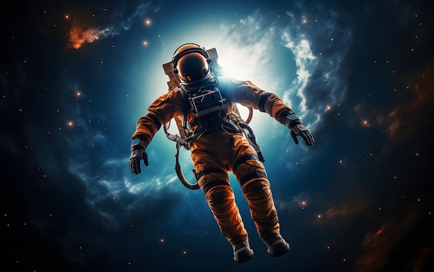 Astronauta flutuando acima da lua ilustração 3D