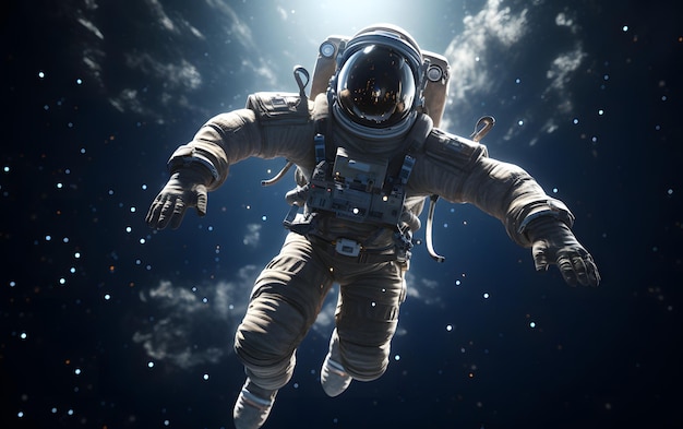 Astronauta flutuando acima da lua ilustração 3D