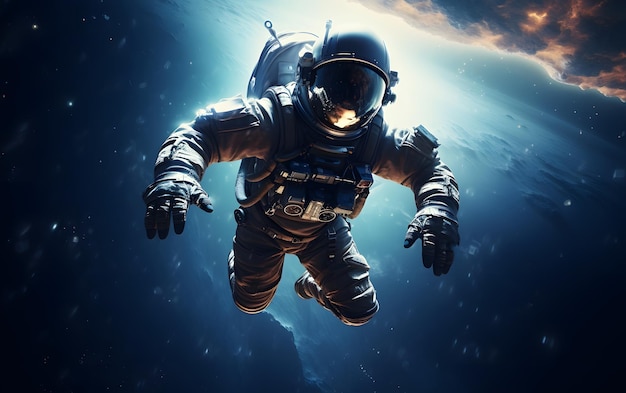 Astronauta flutuando acima da lua ilustração 3D