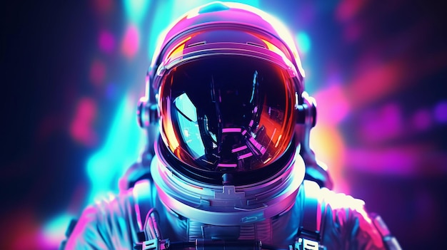 Astronauta en un fondo brillante y abstracto