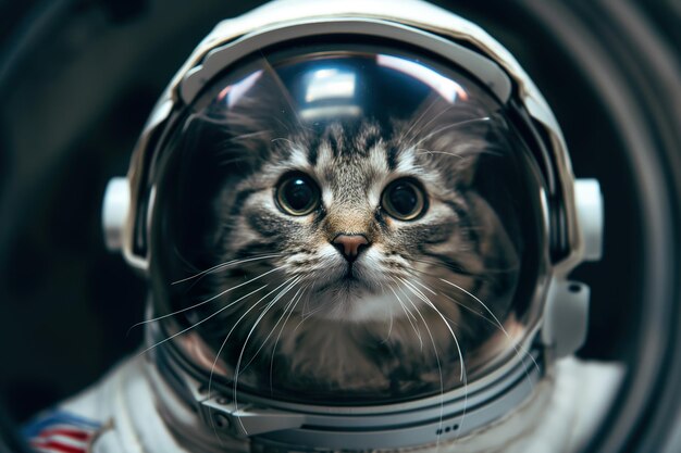 Astronauta gato fofo no espaço sideral