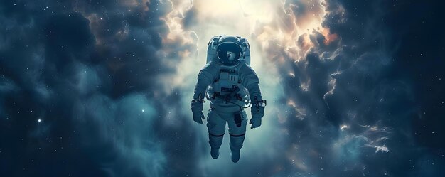 Astronauta gracioso admirando el abismo sereno del espacio exterior concepto exploración espacial descubrimientos astronómicos astronautas39 viaje maravillas cósmicas misterios del universo