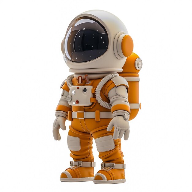 Astronauta isolado em fundo branco renderização 3D