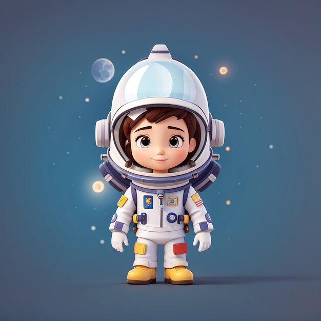 Astronauta lindo apoyado en un cohete icono de dibujos animados de vector ilustración icono de tecnología de ciencia aislado