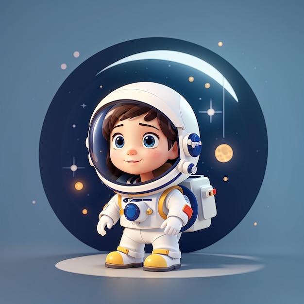 Astronauta lindo confundido pensando dibujos animados icono vectorial ilustración ciencia tecnología aislado plano