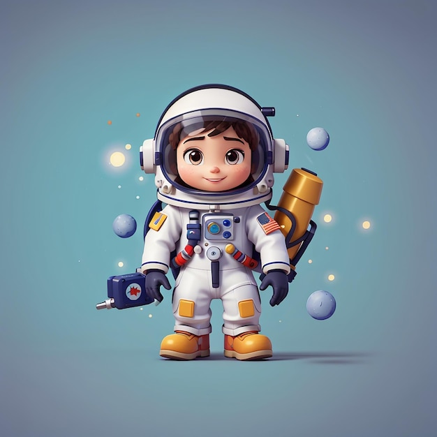 Astronauta lindo juego de dibujos animados icono vectorial ilustración ciencia tecnología icono concepto aislar