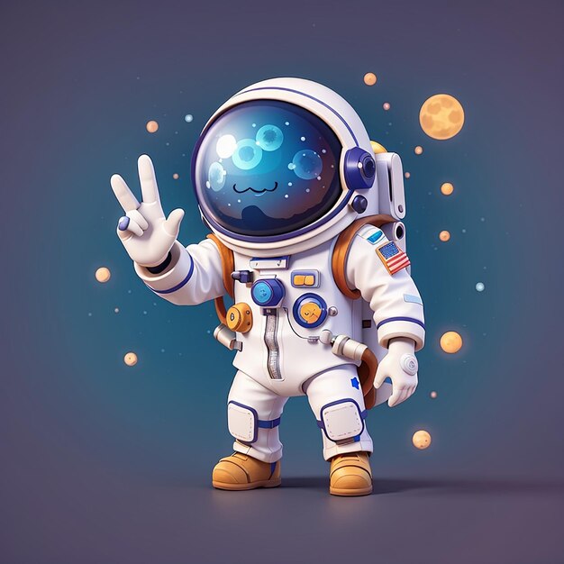 Astronauta lindo jugando a la pelota de la luna Ilustración deportiva de ciencia
