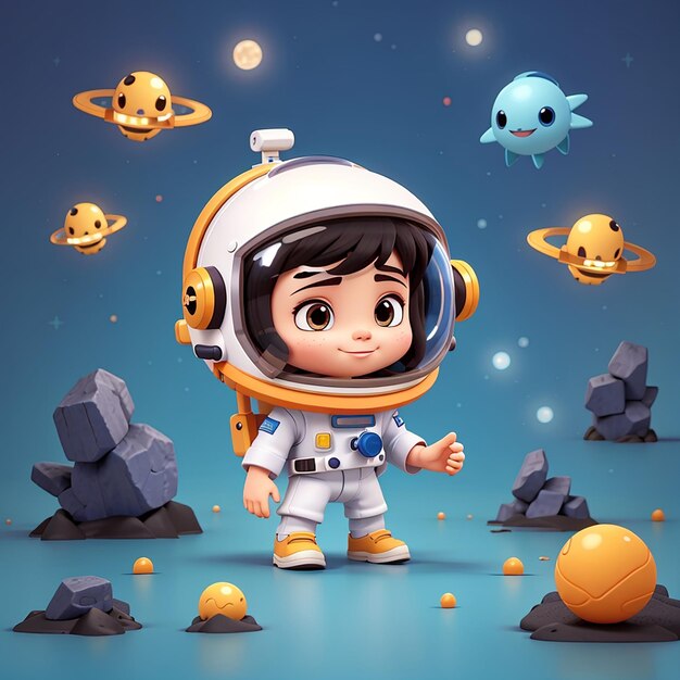 Astronauta lindo luchando con alienígenas dibujos animados icono vectorial ilustración ciencia tecnología aislado plano