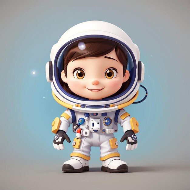 Astronauta lindo con mano de metal icono vectorial de dibujos animados ilustración icono de tecnología científica aislado