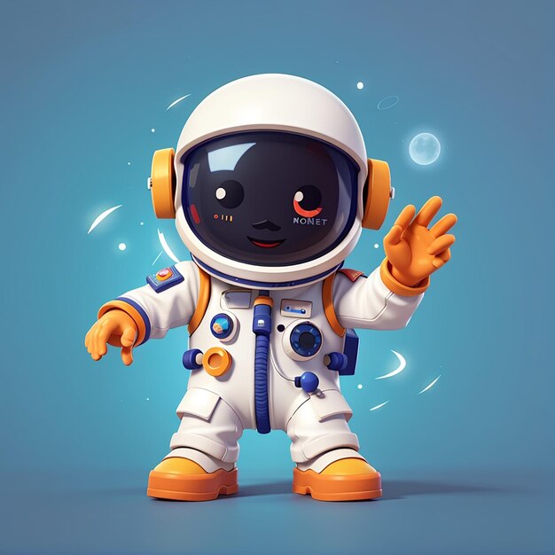 Astronauta lindo tocando el controlador de juego icono vectorial de dibujos animados ilustración tecnología icono de recreación concepto aislado estilo de dibujus animados de vector plano premium