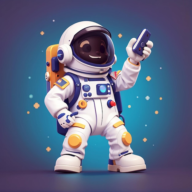 Astronauta lindo tocando el controlador de juego icono vectorial de dibujos animados ilustración tecnología icono de recreación concepto aislado estilo de dibujus animados de vector plano premium