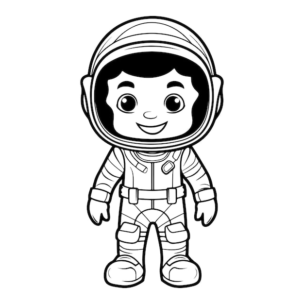 Astronauta livro de colorir ilustração estilo Kawai bonito generativo ai