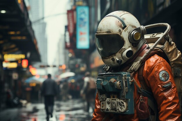 Astronauta bajo la lluvia IA