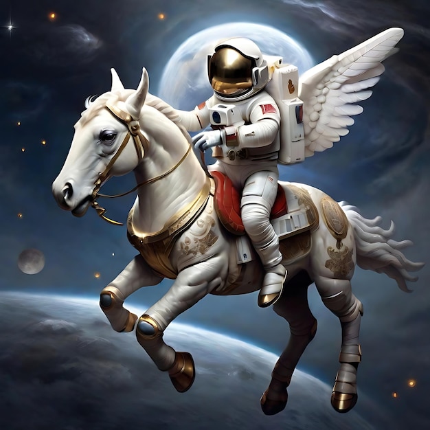 Astronauta montado en una IA Pegasus