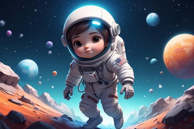 Astronauta muito detalhado, pequenininho e bonito.