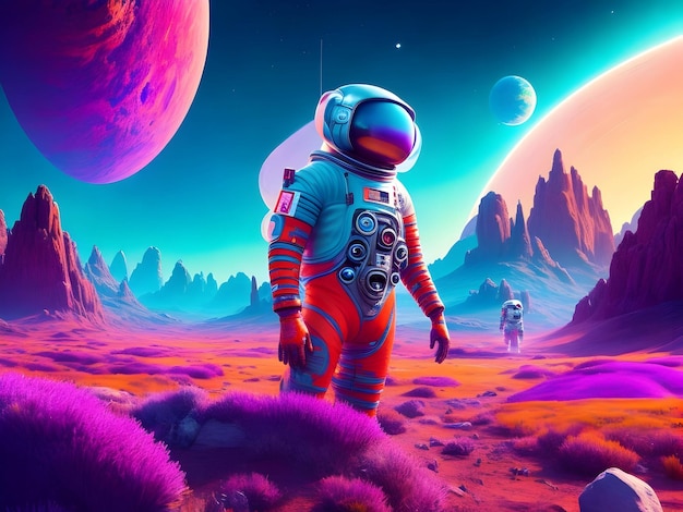 astronauta en un mundo digital renderizado