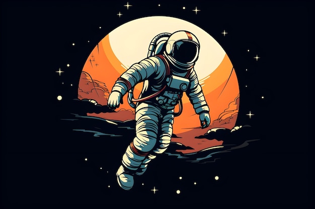 Astronauta na ilustração espacial
