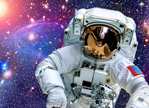 Astronauta na renderização 3d do espaço sideral