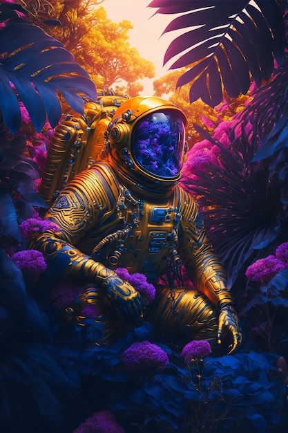 Astronauta na selva, arte decorativa