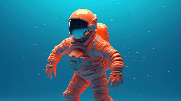 Un astronauta naranja en el agua con la palabra espacio en la parte inferior.