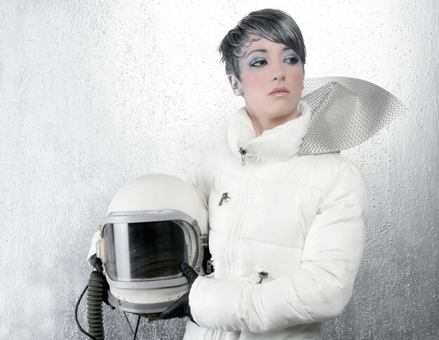 Astronauta nave espacial aviones casco moda mujer