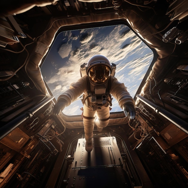 un astronauta en una nave espacial