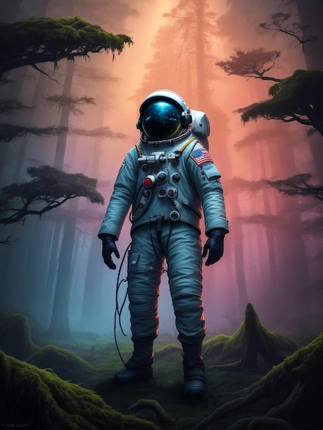 astronauta no espaço abstração de cores