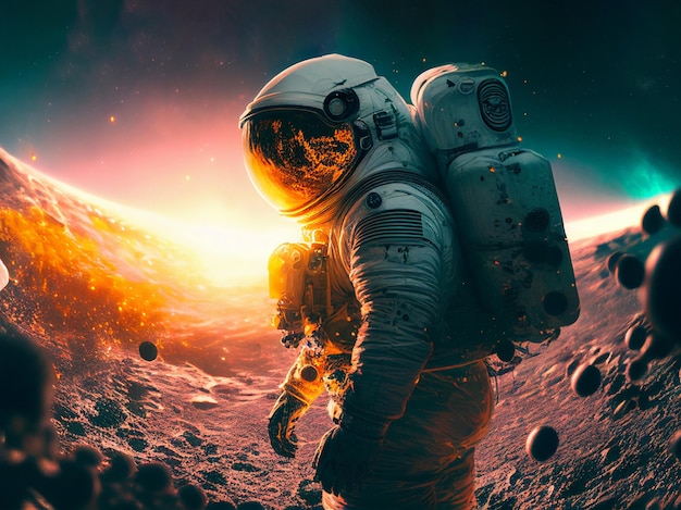 Astronauta no espaço Ilustração de IA generativa