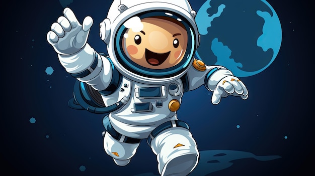 Foto astronauta no espaço sideral ilustração em vetor de personagem de desenho animado