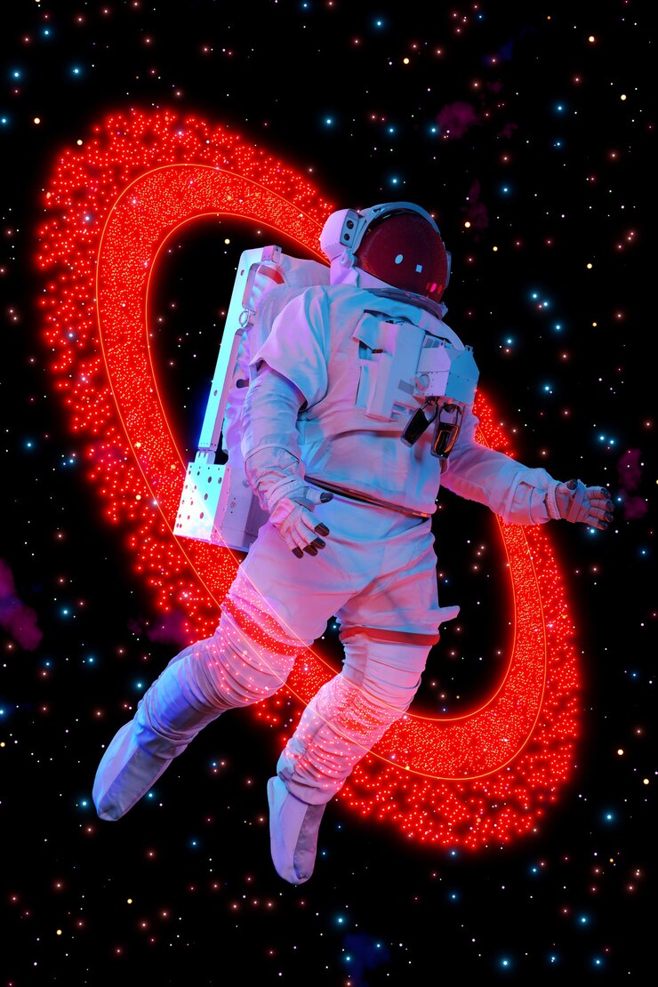 Foto astronauta no espaço sideral. renderização 3d.
