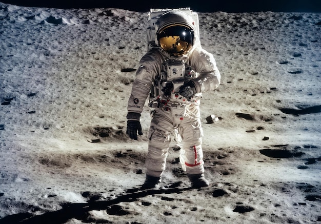 Astronauta parado en la luna