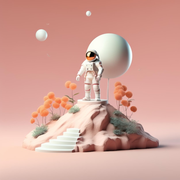 astronauta con el planeta 3D hacer ilustración 3D