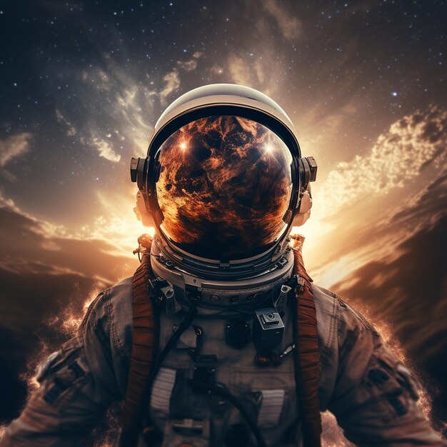 Astronauta en el planeta 3D