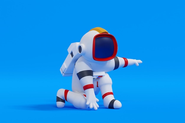 Astronauta pose inteligente ciência tecnologia aventura espacial descoberta renderização 3d