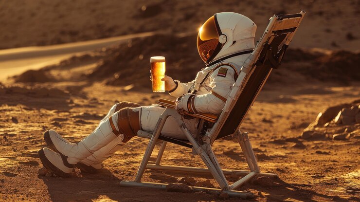 Un astronauta se relaja en Marte